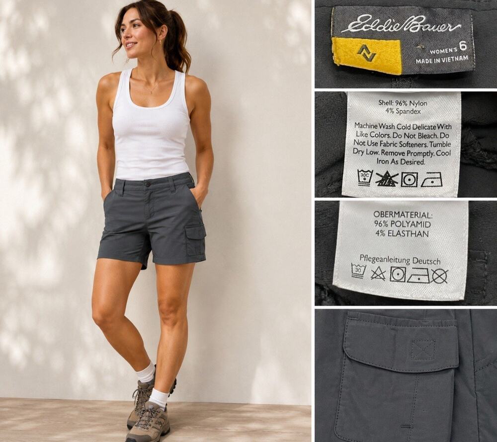Gorpcore Outdoor Eddie Bauer Women's Cargo Shorts Size 6 Charcoal Gray Hiking
